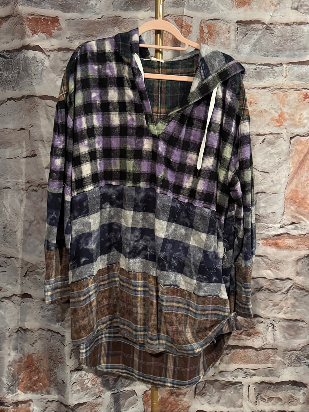 Blue Velvet - Plaid Block Hoodie - Purple Plaid - XL - NWOT